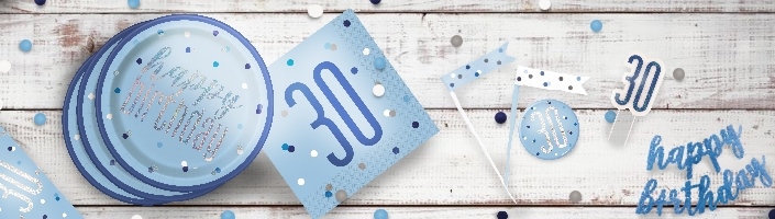 Blue Glitz 30th Birthday Party Supplies | Balloon | Decoration | Pack